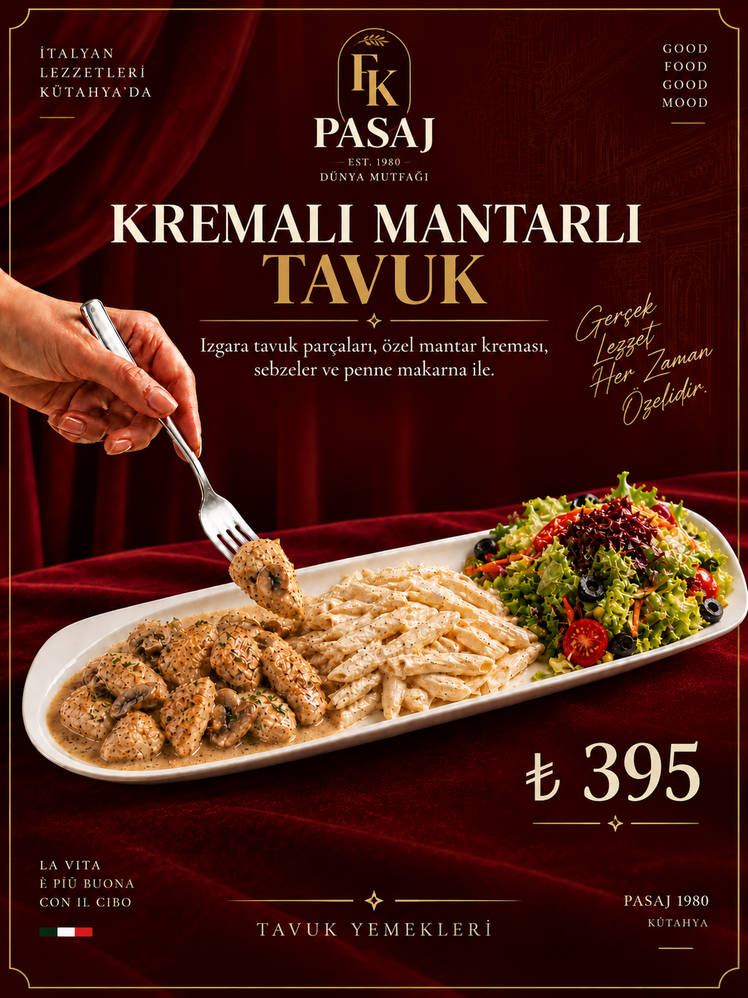 KREMALI MANTARLI TAVUK MENÜ